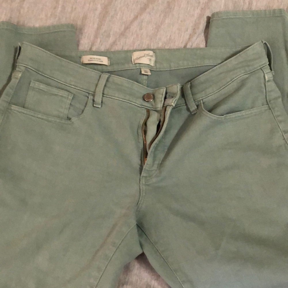 Mint green skinny jeans